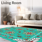 Red Floral Berry Foliage Pattern Rug
