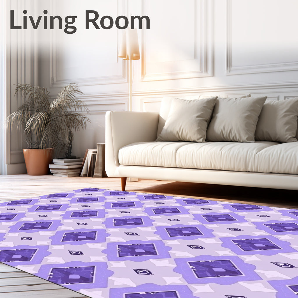 Regal Lavender Geometric Diamond Pattern Rug