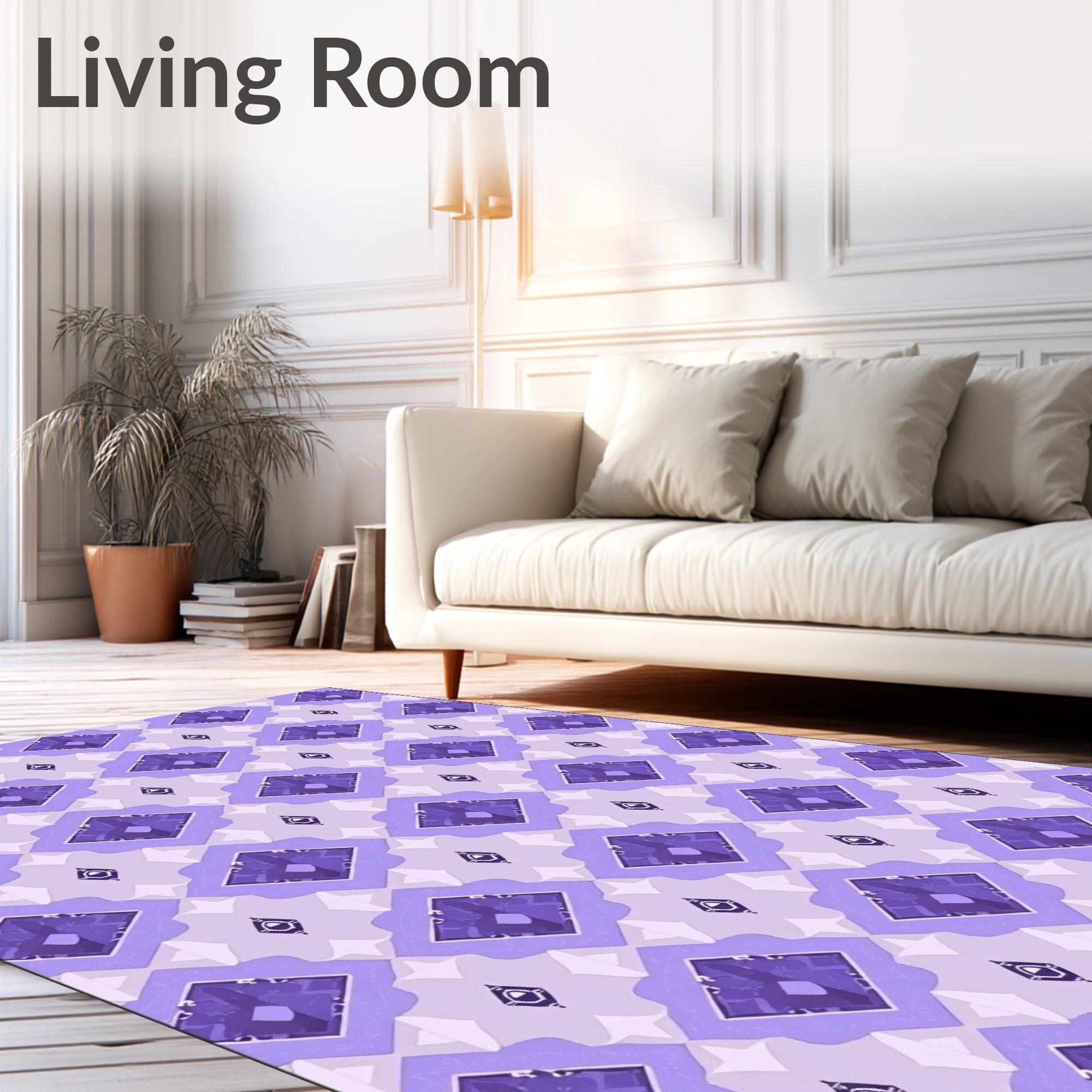 Regal Lavender Geometric Diamond Pattern Rug