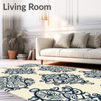 Damask Floral Symmetry Pattern Rug