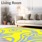 Vibrant Yellow Lilac Swirl Pattern Rug