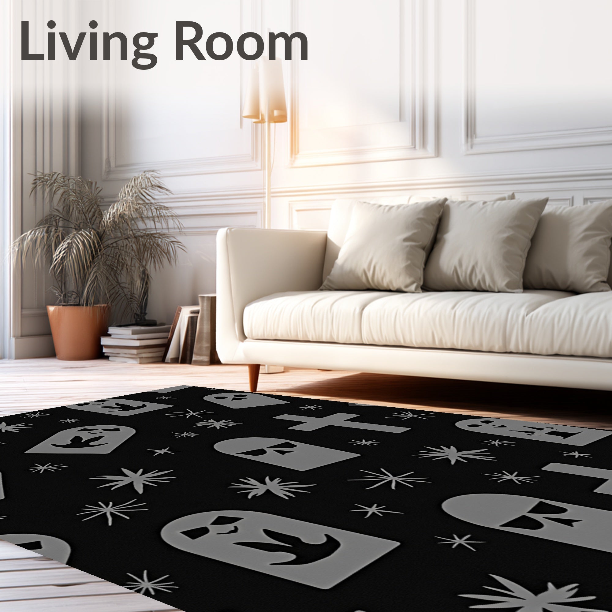 Spooky Ghost Tombstone Pattern Design Rug