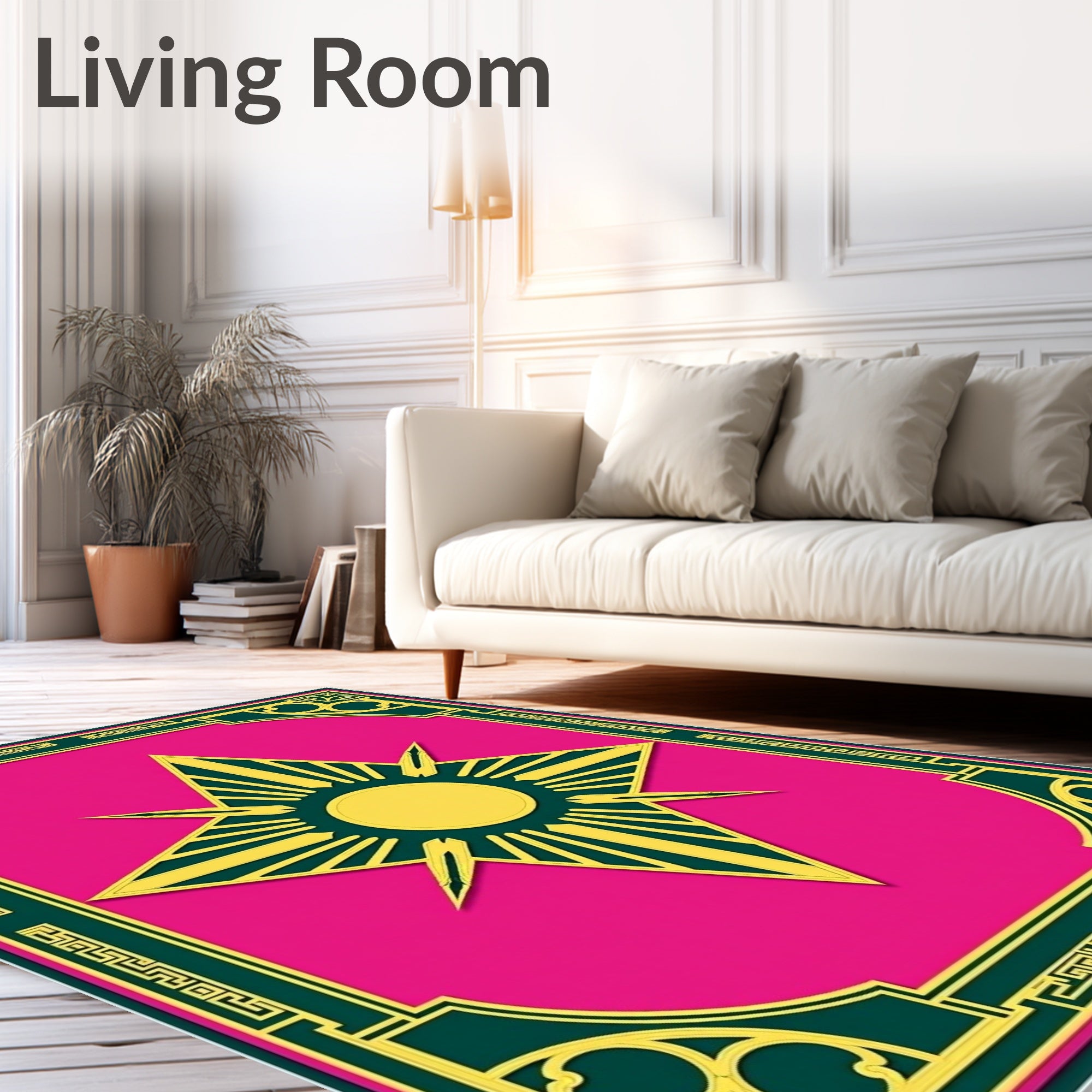 Radiant Sunburst Teal Pink Art Deco Rug