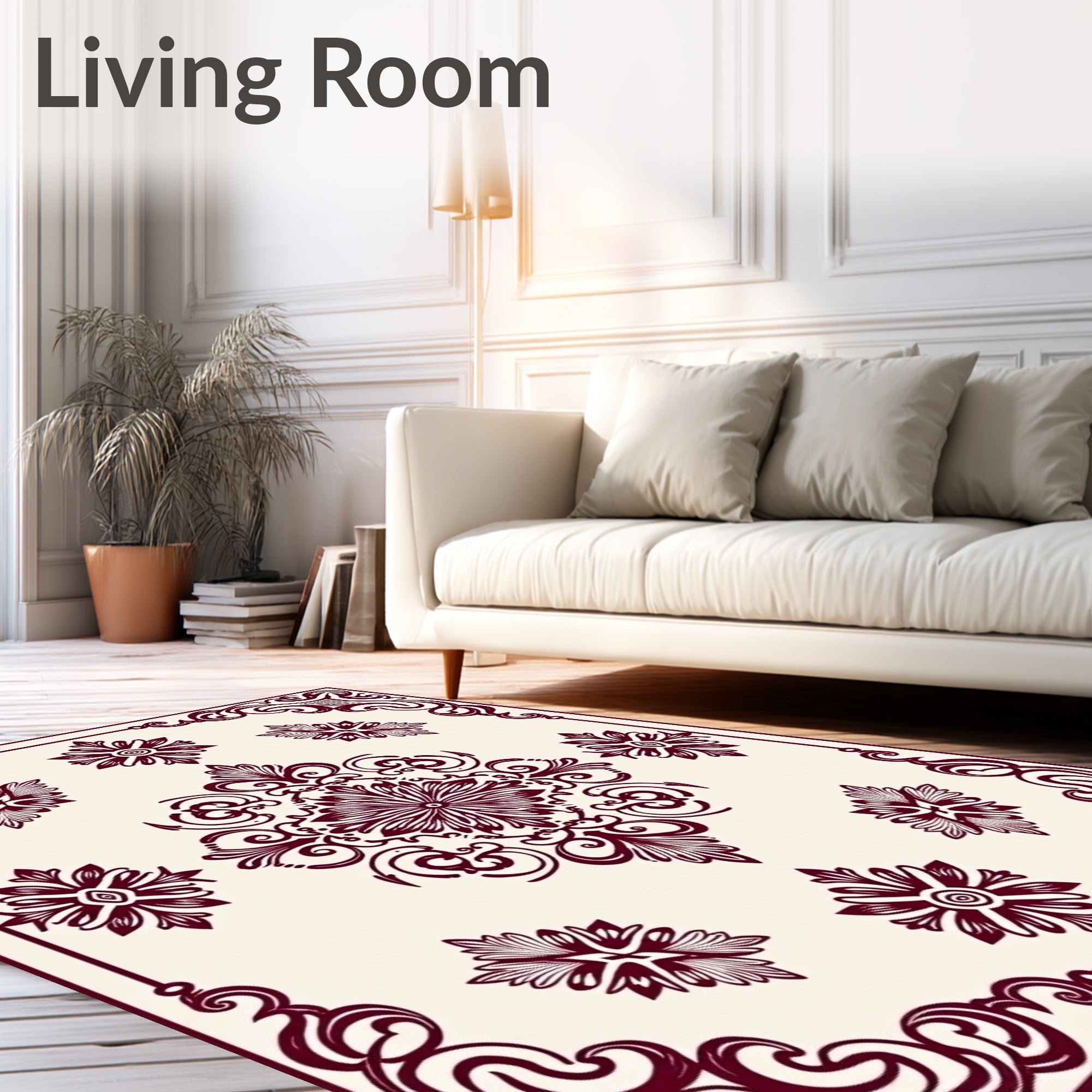 Elegant Floral Scrollwork Design Rug
