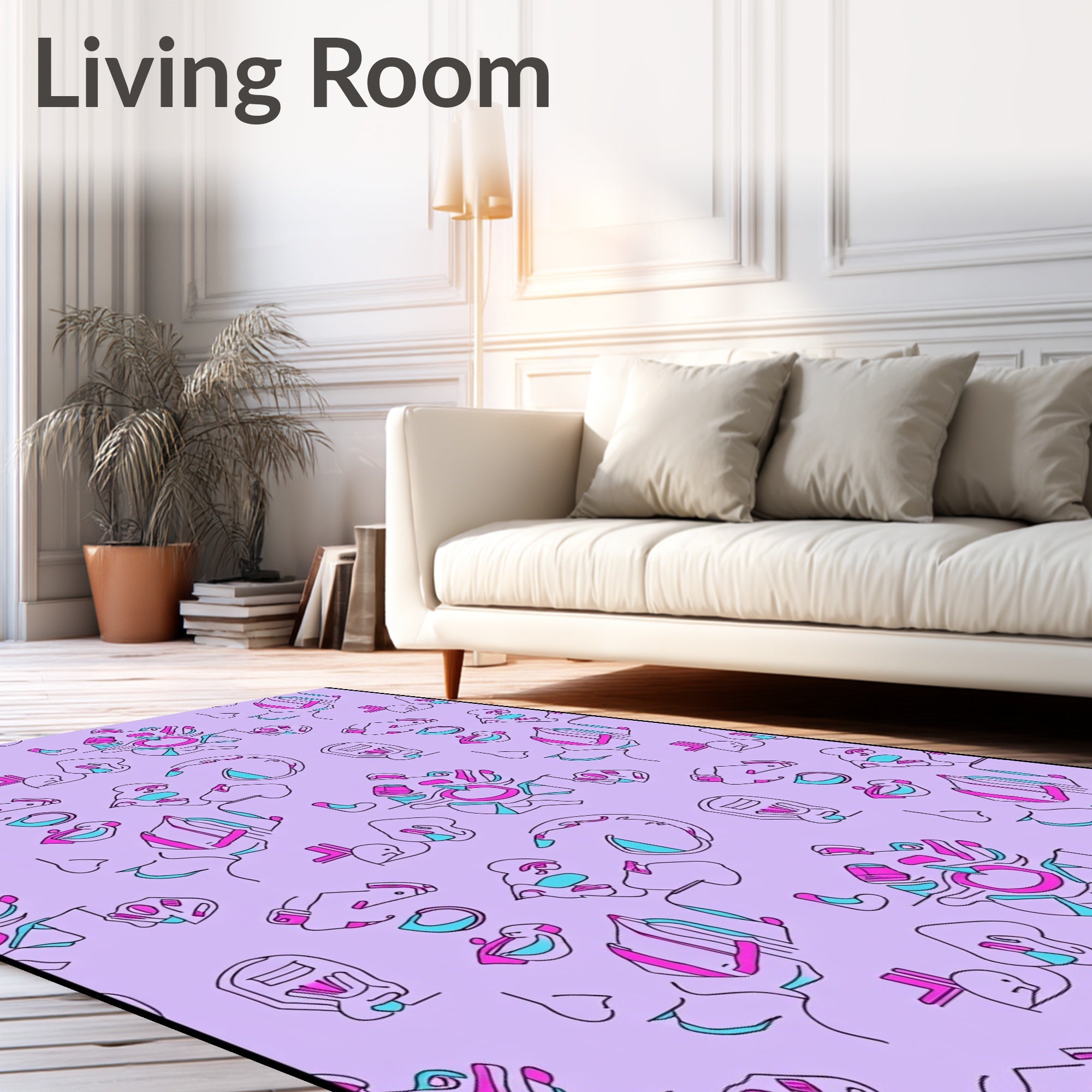 Abstract Cybernetic Faces Pattern Rug