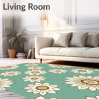 Floral Mandala Inspired Cream Brown Rug