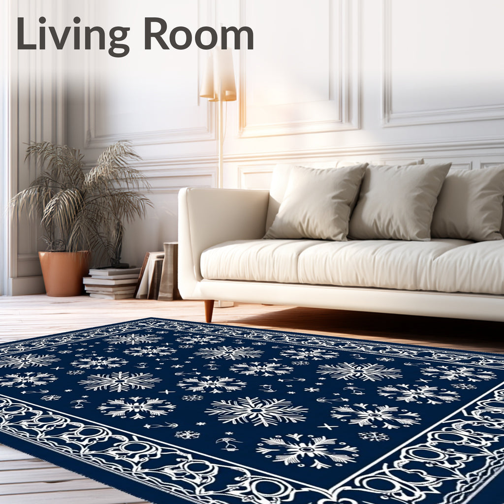 Winter Snowflake Scroll Design Rug