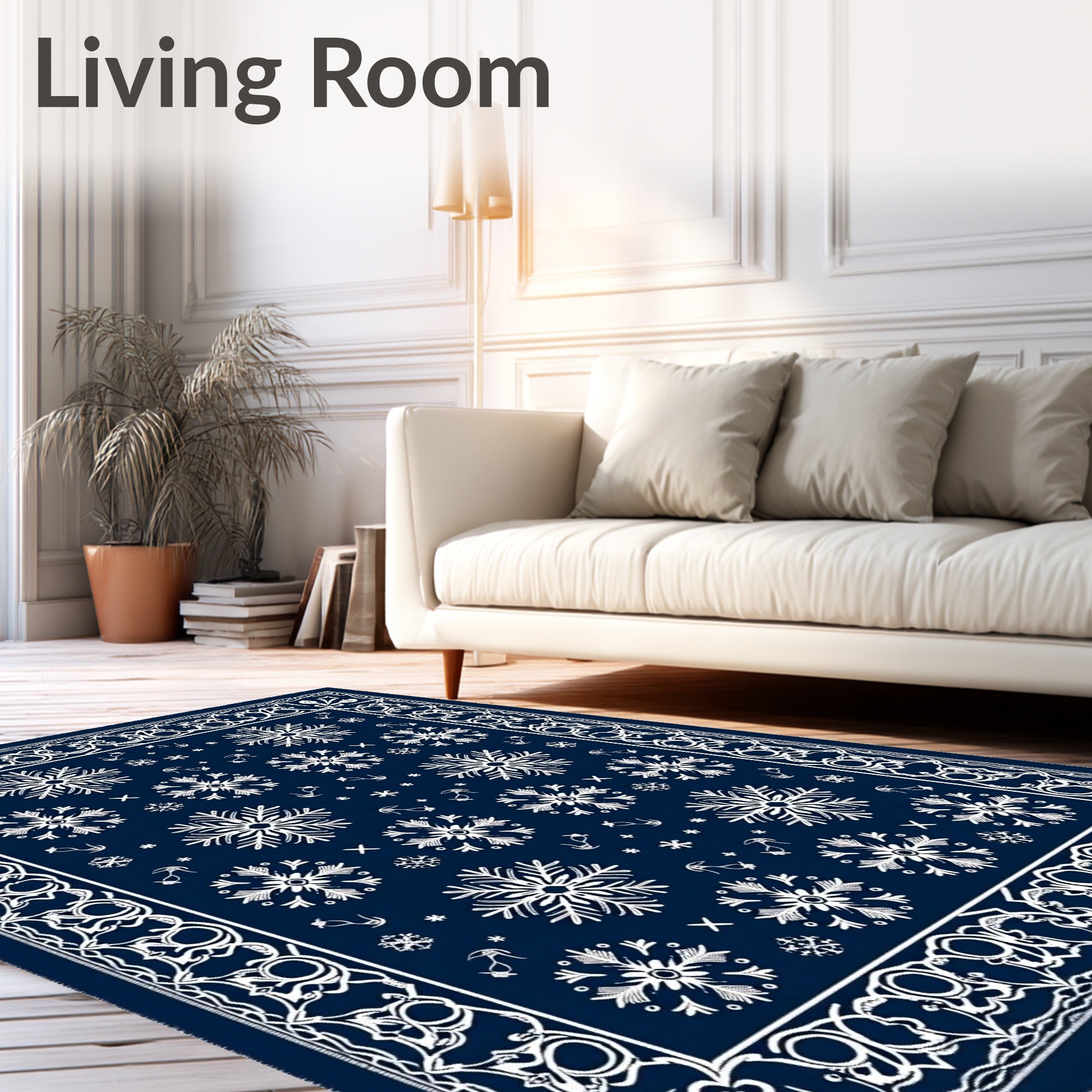 Winter Snowflake Scroll Design Rug