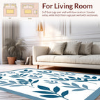 Blue Leaf Branch Pattern Area Rug
