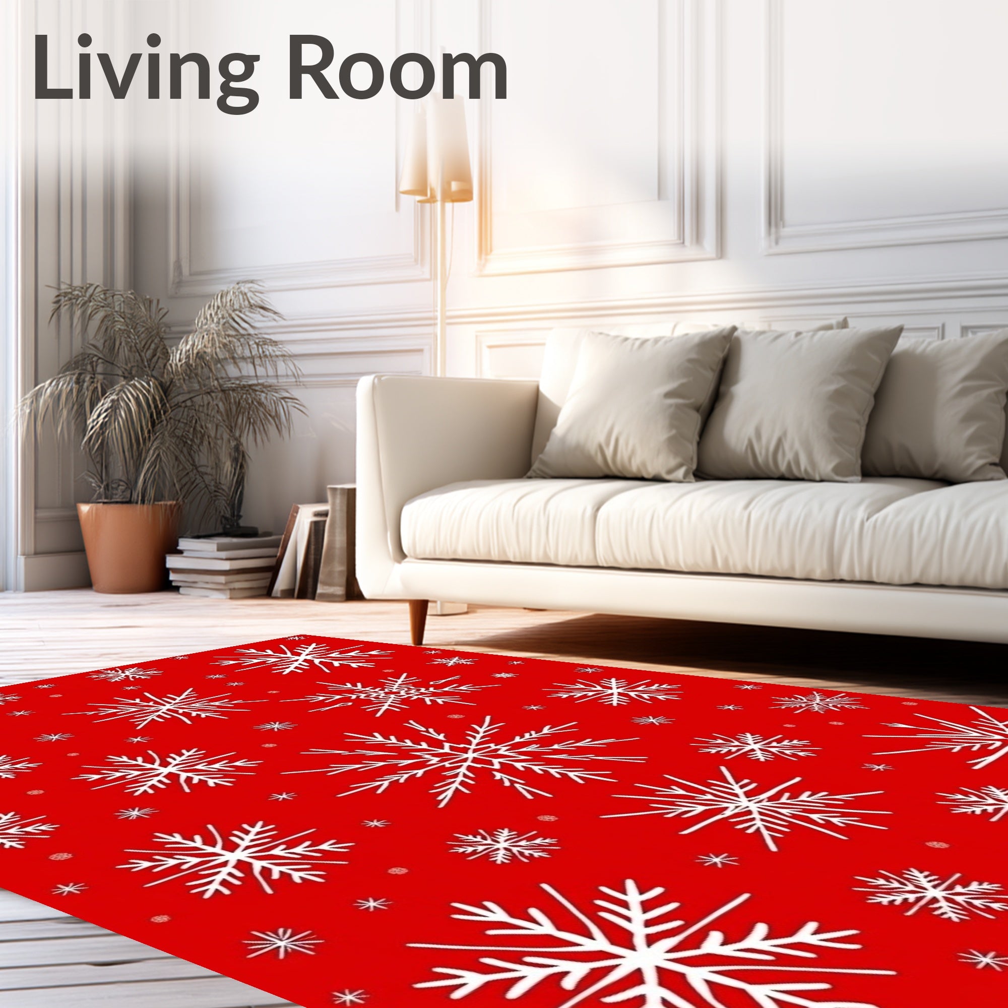 Red Snowflake Pattern Rug