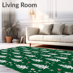 White Evergreen Forest Pattern Rug