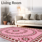 Pink Sunburst Leaf Geometric Design Rug