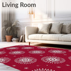 Floral Starburst Patterned Red Rug