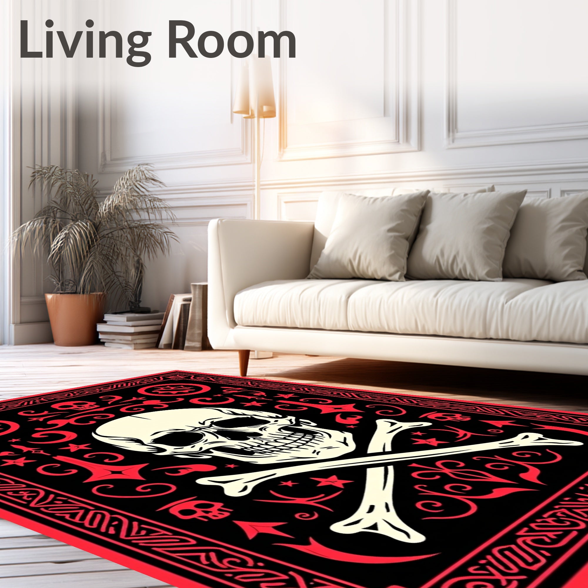 Edgy Skull Bones Pattern Rug