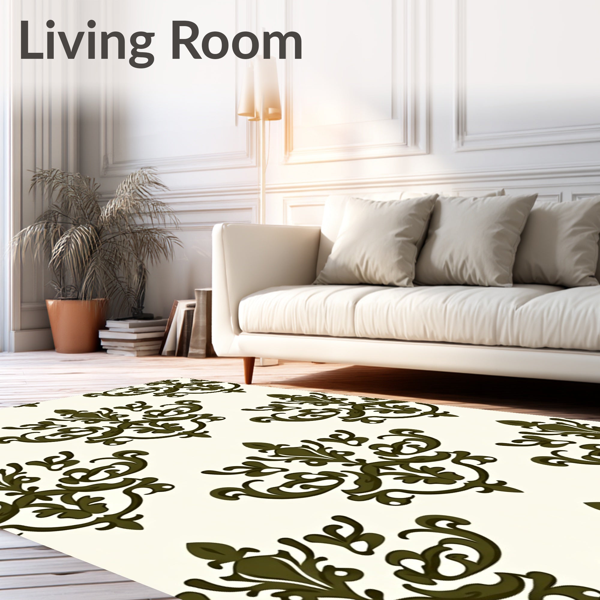 Classic Damask Flourish Pattern Rug