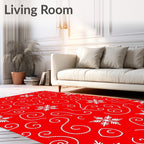 Red Snowflake Swirl Pattern Rug