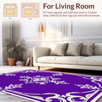 Elegant Purple White Floral Border Rug