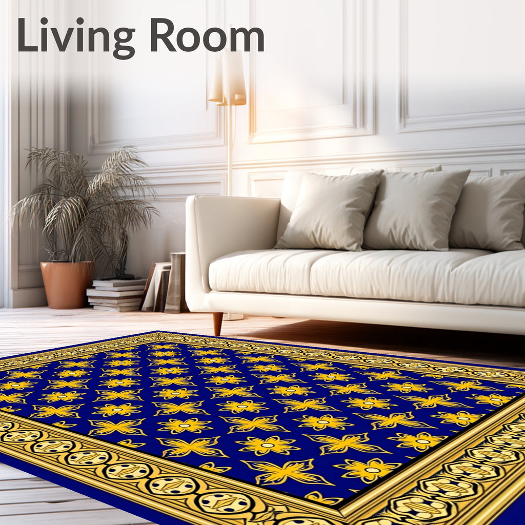 Bold Yellow Floral Antique Pattern Rug