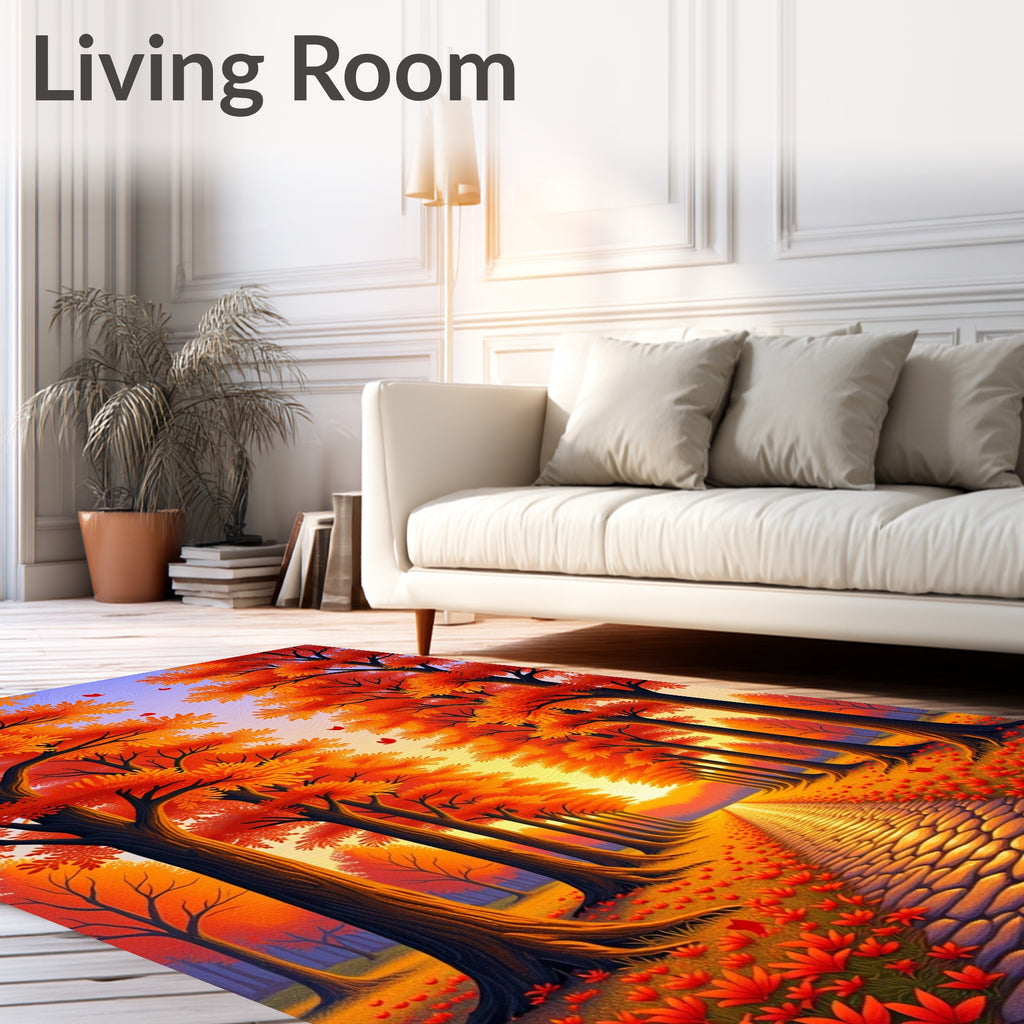 Autumnal Forest Path Pattern Rug