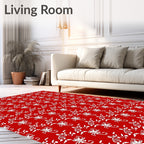 Red White Stylized Floral Pattern Rug