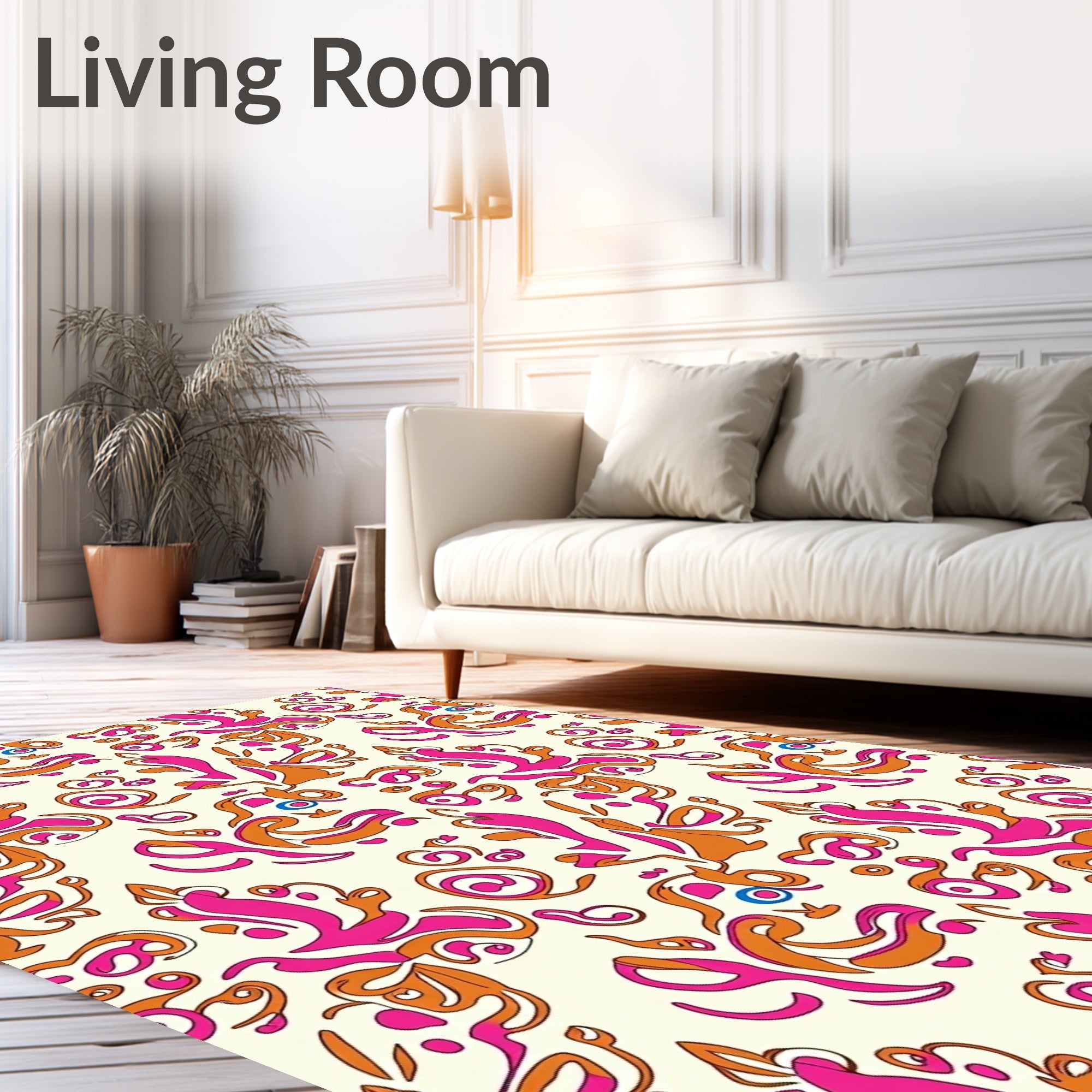 Abstract Floral Swirl Pattern Rug
