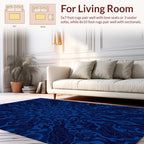 Deep Blue Symmetric Mandala Pattern Rug