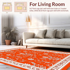 Classic Orange Floral Motif Pattern Rug