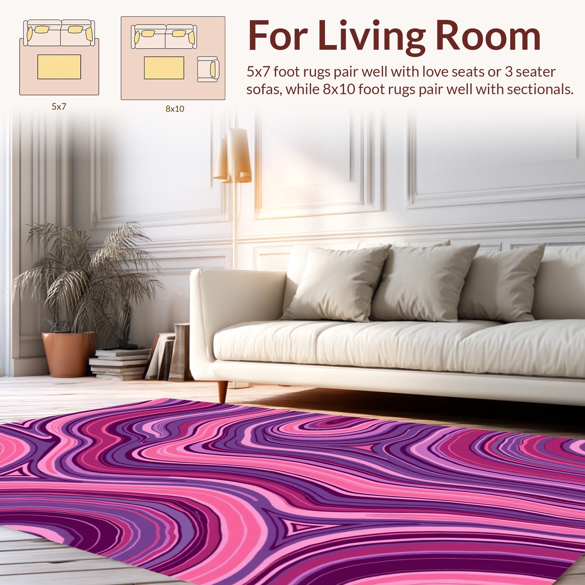 Abstract Swirls In Pink Purple Pattern Rug