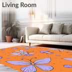 Whimsical Butterfly Mushroom Pattern Rug