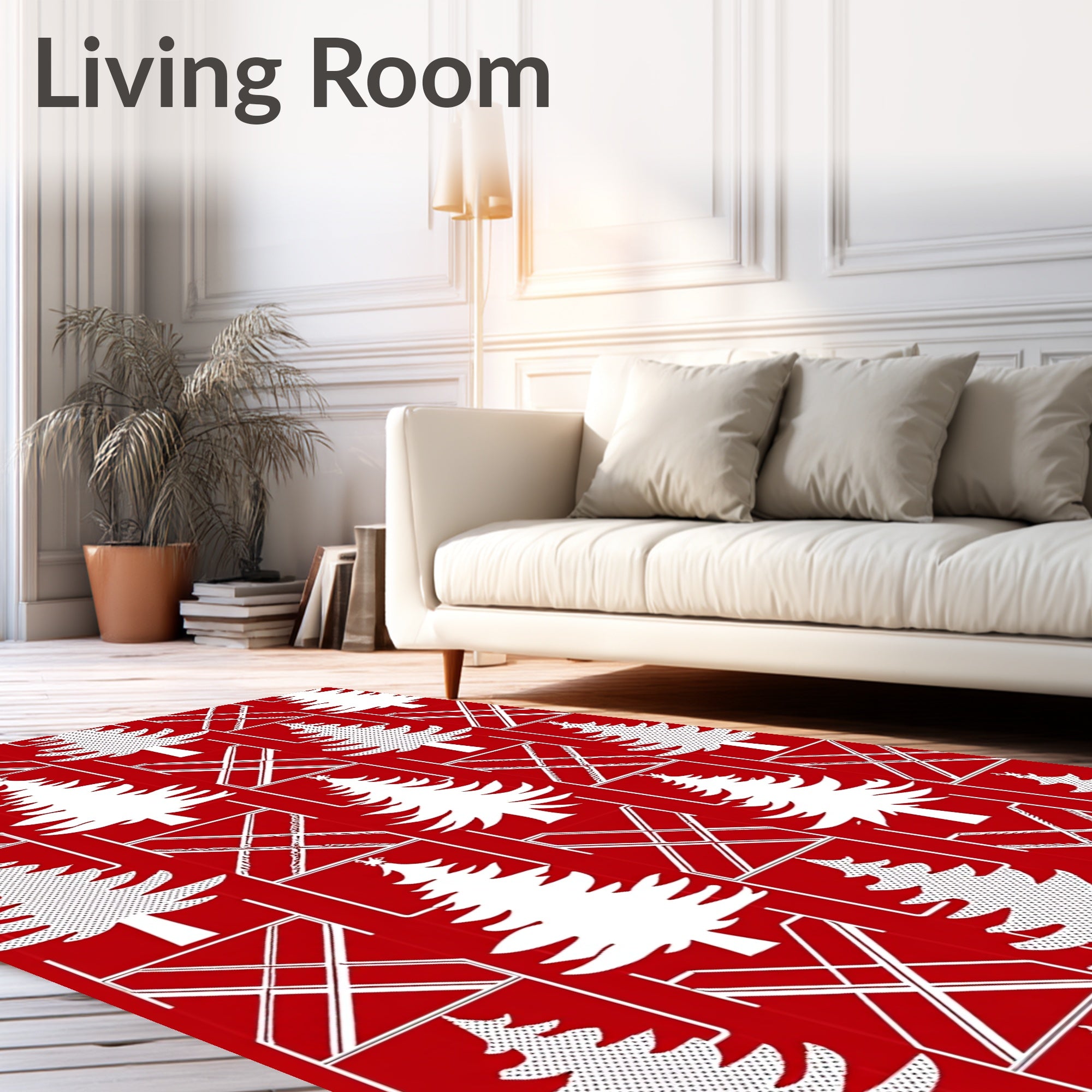 Red Christmas Tree Lattice Pattern Rug