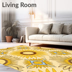 Yellow Sunflower Geometric Pattern Rug