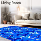 Vibrant Abstract Blue Swirl Pattern Rug