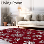 Crimson Snowflake Pattern Design Rug