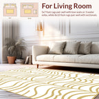 Abstract Golden Wavy Lines Rug