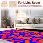 Abstract Blue Line Star Pattern Rug