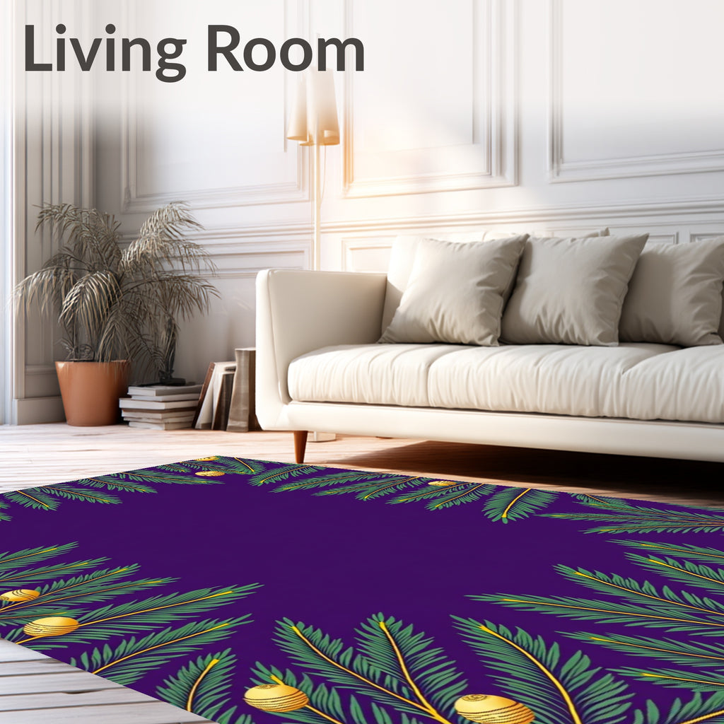 Festive Green Leaf 3D Spheres Rug
