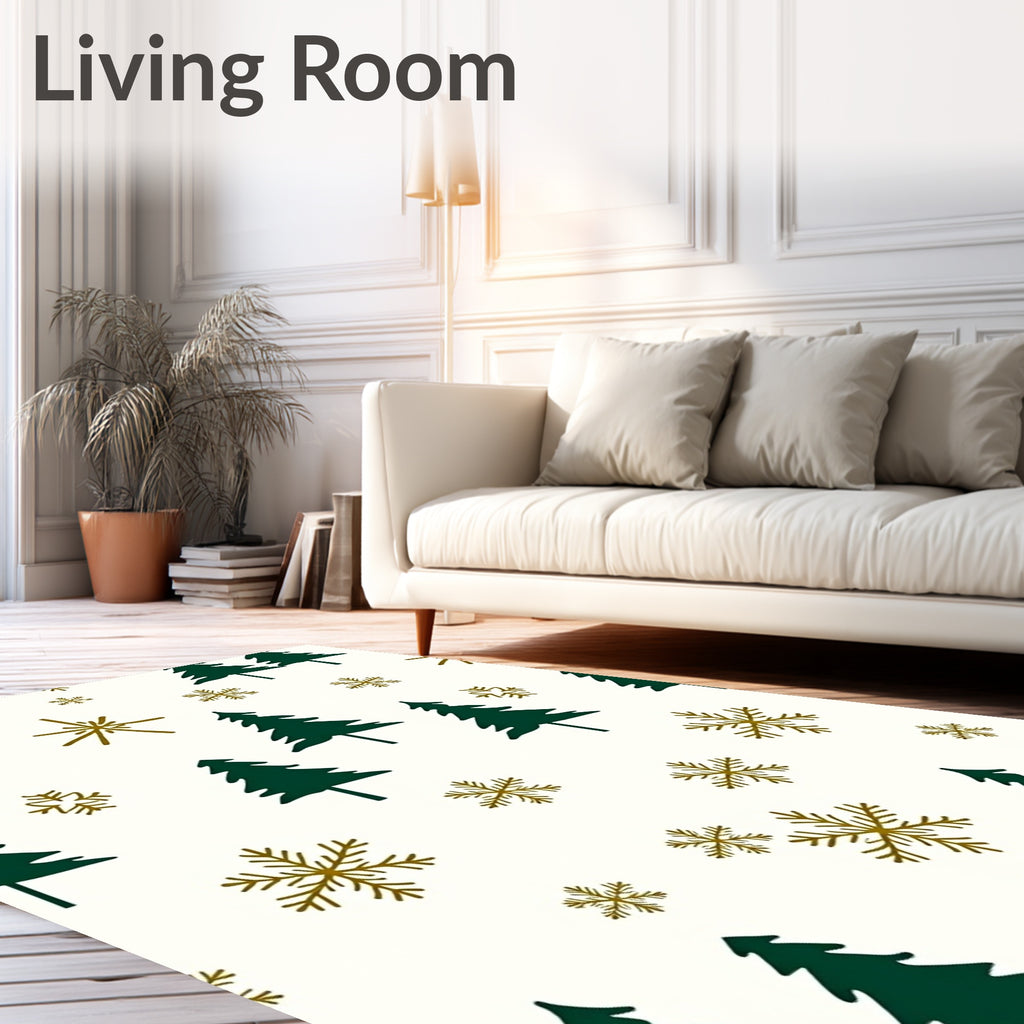 Forest Snowflakes Christmas Pattern Rug