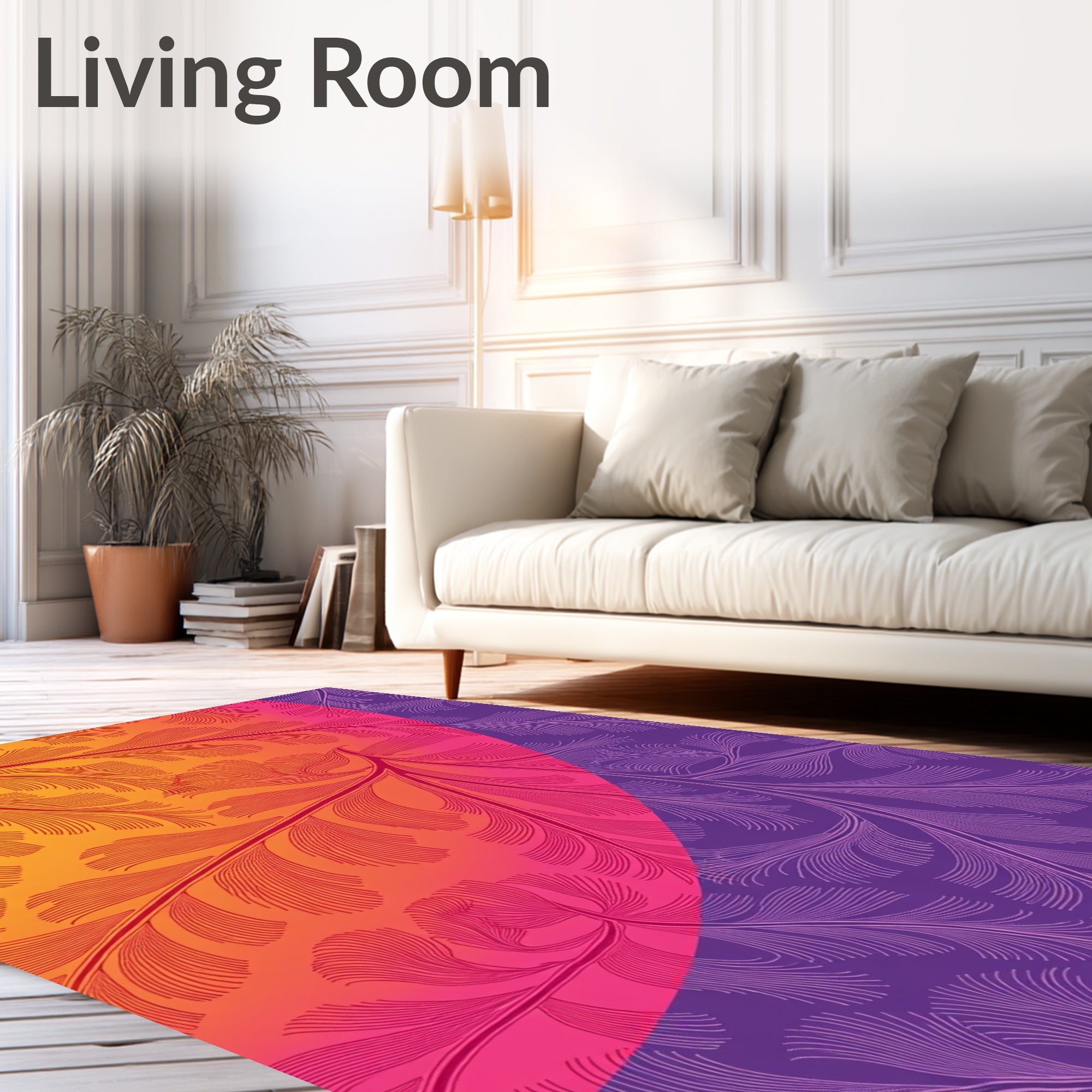 Whimsical Fern Pattern Gradient Rug