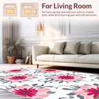Delicate Pink Floral Brushstroke Pattern Rug