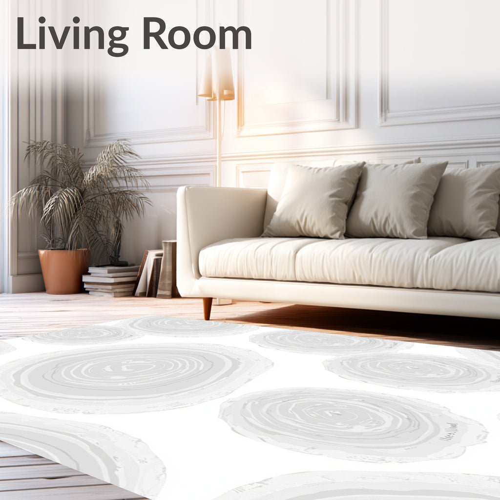 Grey Wood Slice Pattern Rug