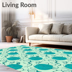 Teal Organic Flowing Lines Design Rug
