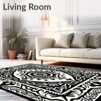 Intricate Monochrome Tribal Mandala Rug