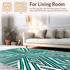 Modern Geometric Turquoise Black White Design Rug