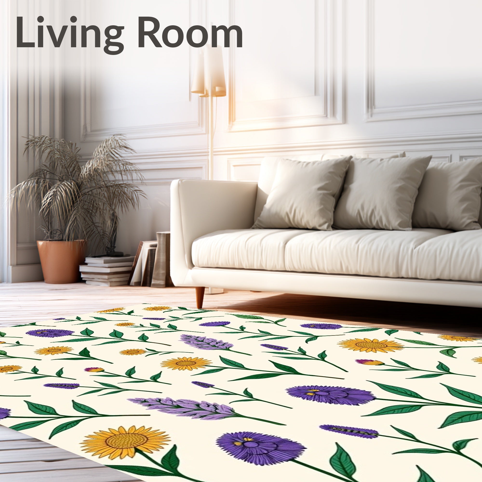 Whimsical Floral Patchwork Garden Design Rug
