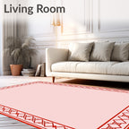 Red Geometric Diamond Border Pattern Rug