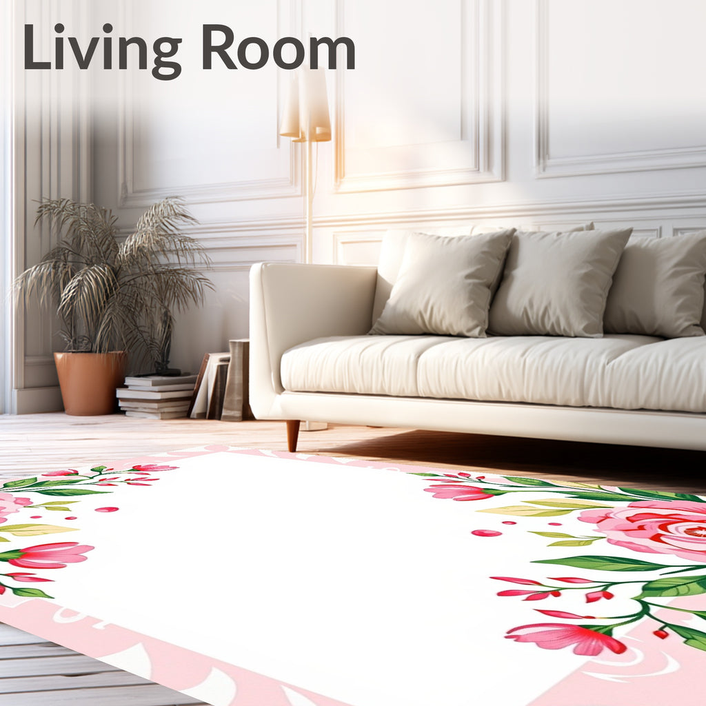 Pink Floral Garden Art Rug