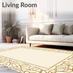 Elegant Gold Vine Scroll Pattern Rug