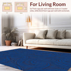 Deep Blue Swirls and Triangles Pattern Rug