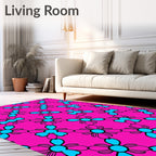 Bright Pink Aqua Floral Lattice Rug