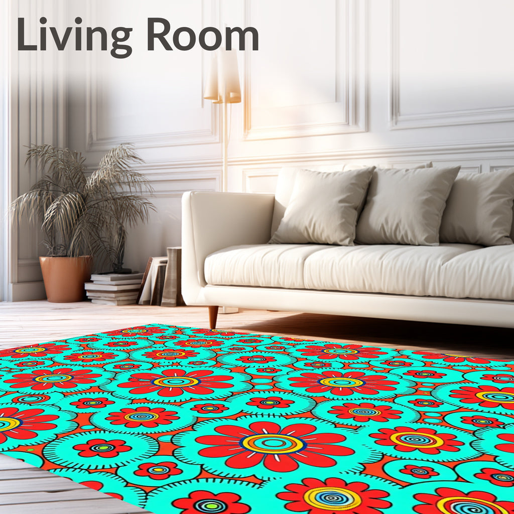 Retro Floral Abstract Pattern Rug